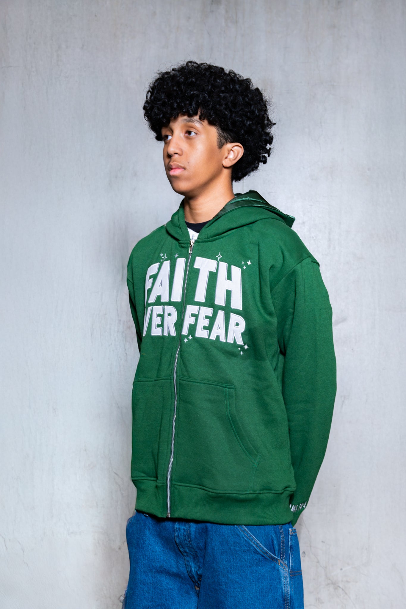 Green 'Faith Over Fear' V2 Zip - Up - Engraved