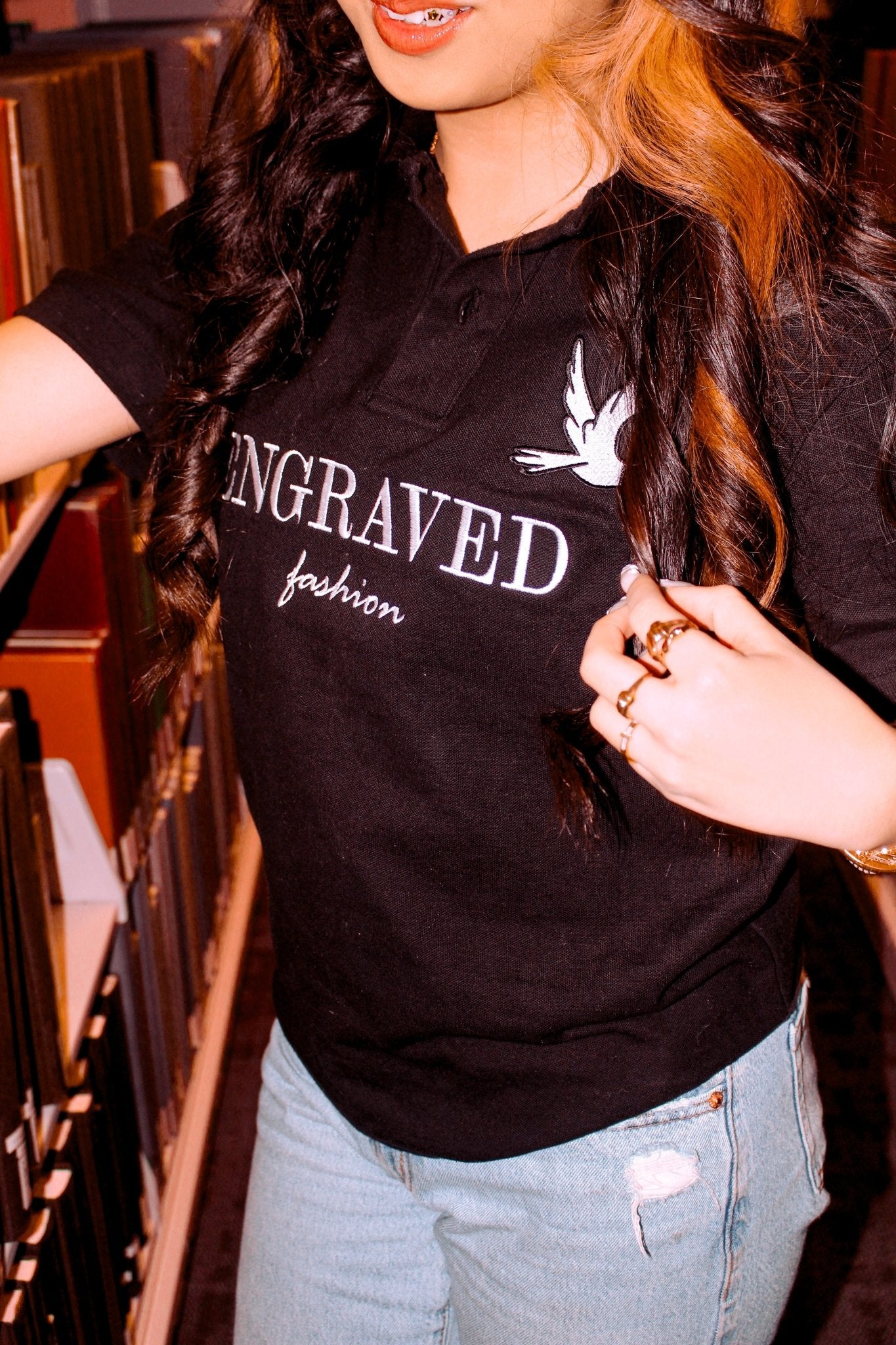 Black "Engraved Fashion" Polo - Engraved