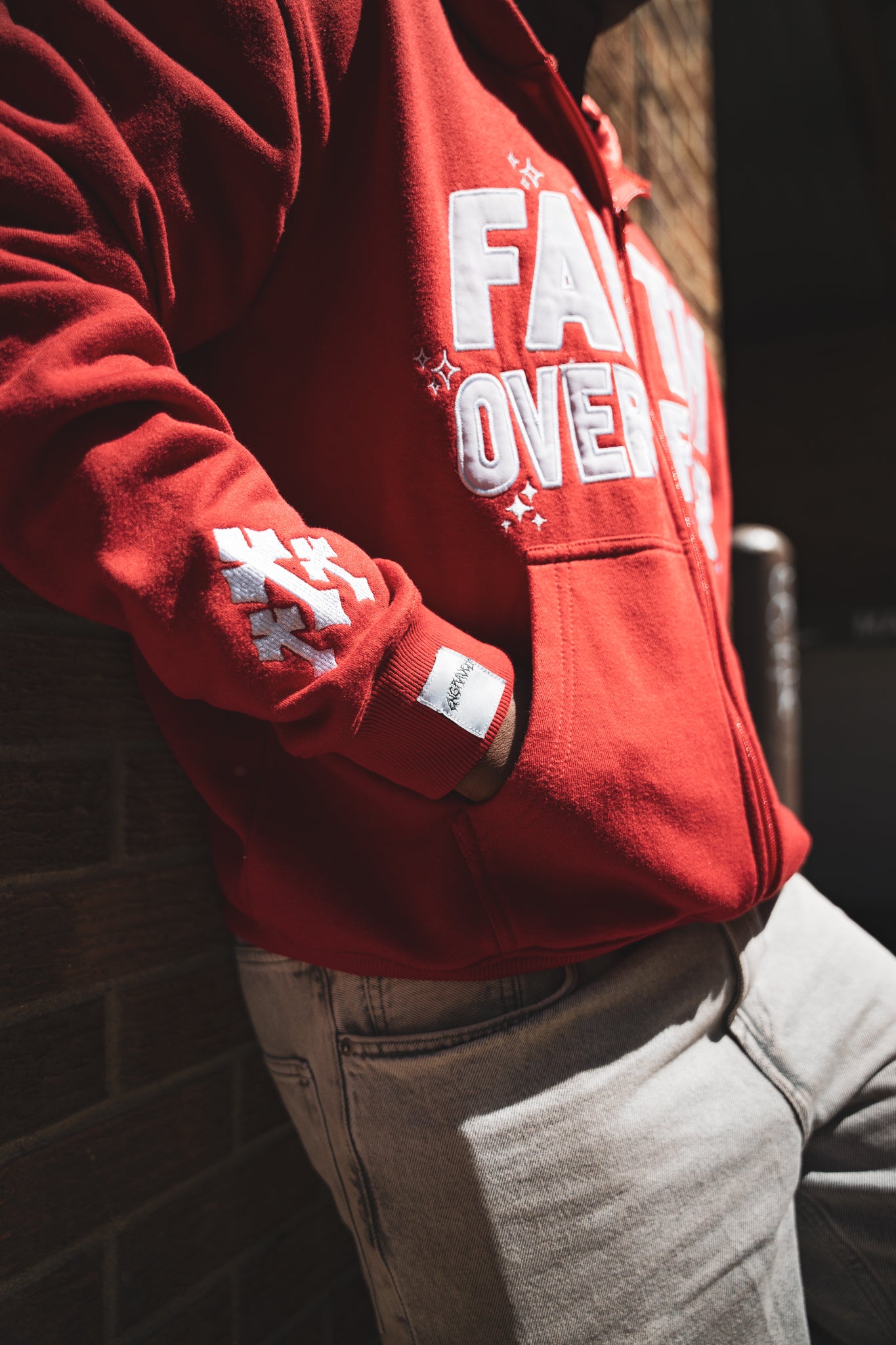 Red 'Faith Over Fear' V2 Zip - Up - Engraved